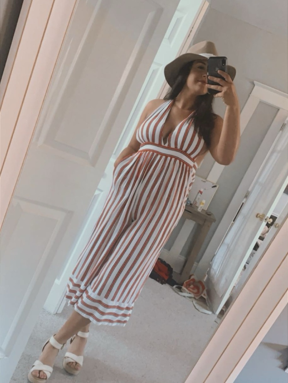 Striped Halter Jumpsuit in Red White & Blue